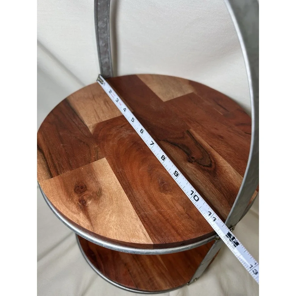 Hearth & Hand Magnolia Wood Metal 2 Tier Cake Stand Serving Tray Rustic